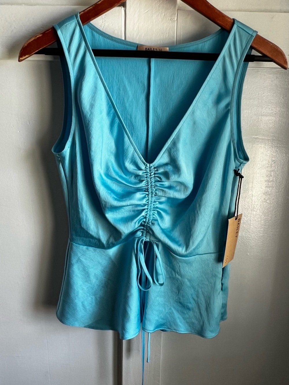 Bailey 44 Turquoise Ruched V-Neck Top